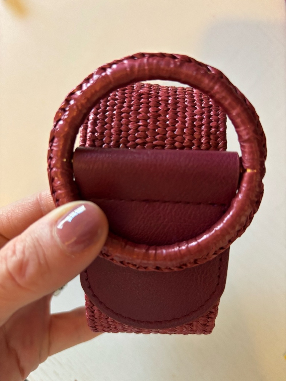 Linea Pelle lp burgundy woven stretch belt with round buckle medium